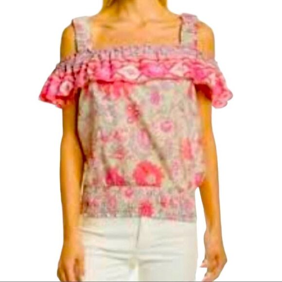 Jennifer & Grace Cold Shoulder Floral Top - Picture 1 of 9